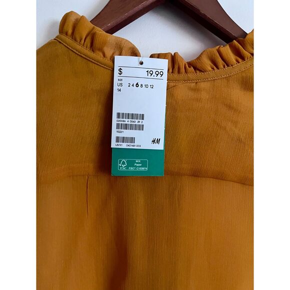 NWT H&M sheer yellow blouse size 6 - Picture 3 of 3